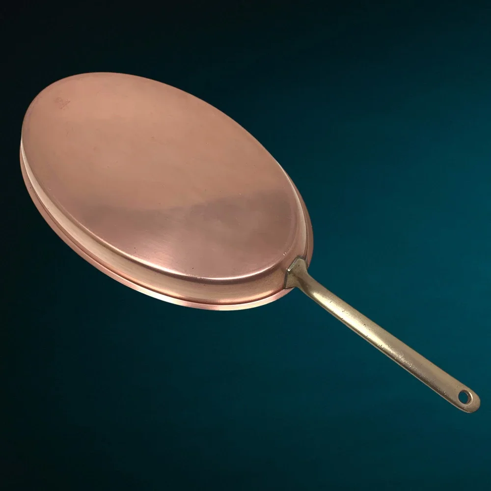 Vintage Culinox Spring 82 Swiss 13” Copper Oval Fish Fry Pan Skillet Cookware